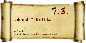 Takaró Britta névjegykártya